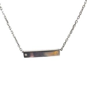 Sterling Silver Bar Pendant Necklace with Accent Stone